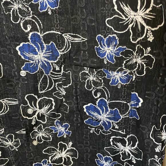 Vintage Roper Blue Floral Hawaiian Button Down - Picture 4 of 8